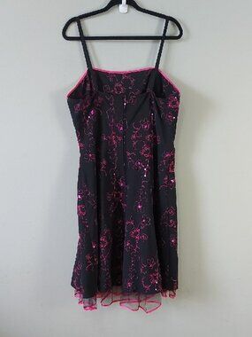 Taboo Goth Witchy Red Floral Embroidery Sequin Slip Dress Plus Size 2X Black